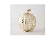 9" Illuminated Glass Pumpkin with Hidden Scene by Kim Gravel Champagne 