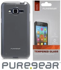 PUREGEAR CLEAR CASE COVER + TEMPERED GLASS FOR SAMSUNG GALAXY J3 2016, J3V, SOL