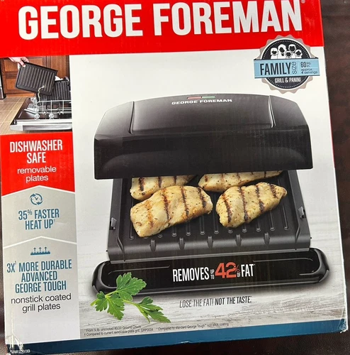 George Foreman 4-Serving Removable Plate Grill and Panini Press GRP1060B New