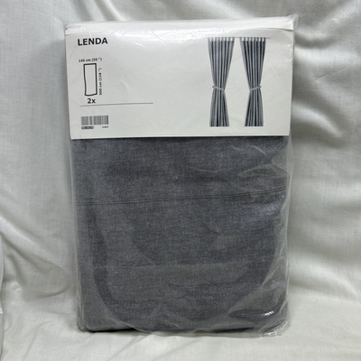 #ad Ikea LENDA Curtains With Tie Backs 55”x118” 1 pair Grey Gray 003.191.78 NEW $39.99