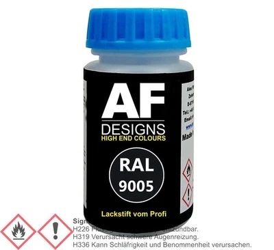 ALEX FLITTNER DESIGNS Lápiz de pintura RAL 9005 NEGRO PROFUNDO mate brillante 50 ml secado rápido pintura para coche