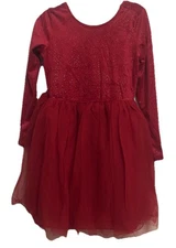 Cat & Jack Girls Red Velvet & Tulle  Dress Size XL (14) Plus