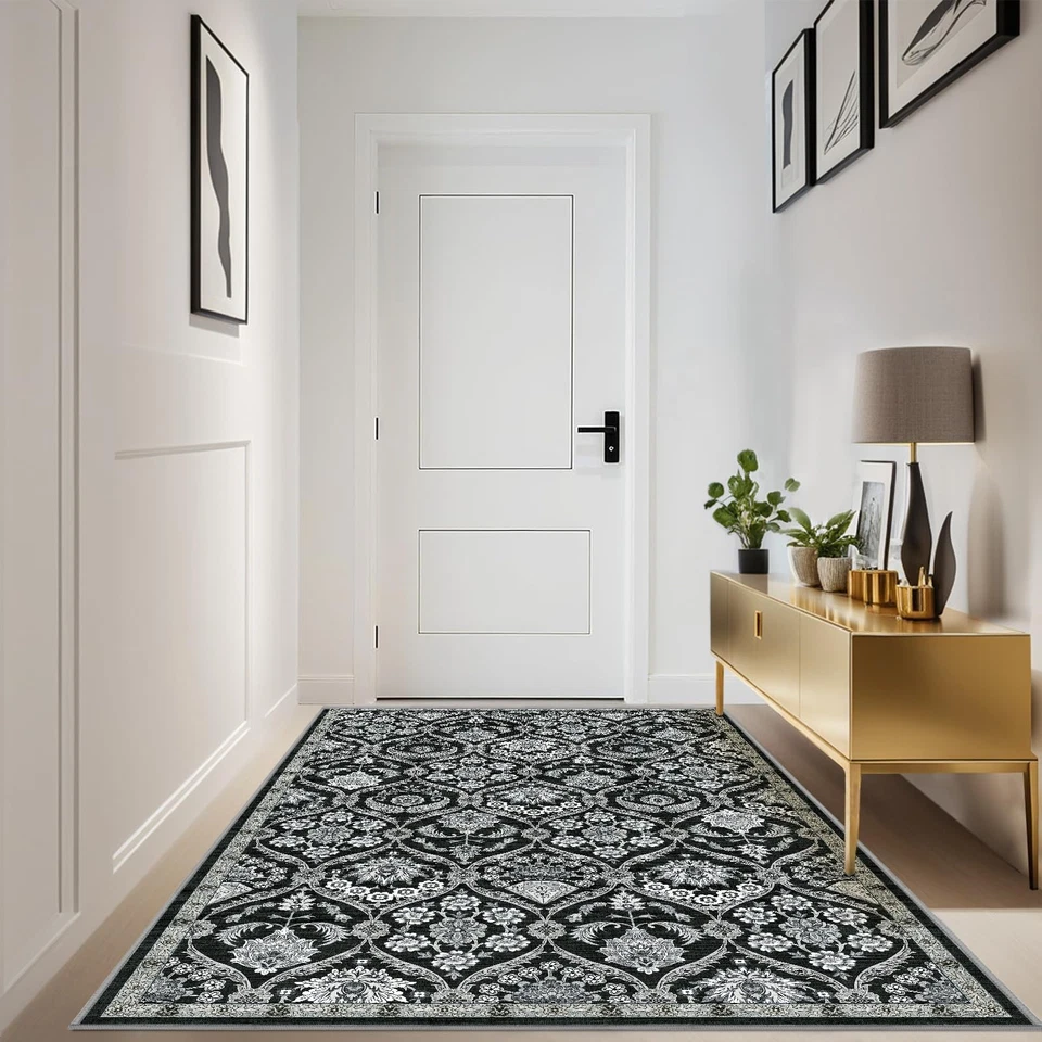 Alfombra de área de enrejado marroquí alfombra lavable boho alfombra vintage con goma... Foto 2 de 4