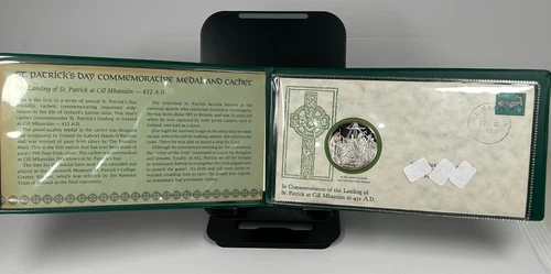 1 oz PURE IRISH Silver 1972 St. Patrick's Day Proof .999 Silver Medal & Cachet