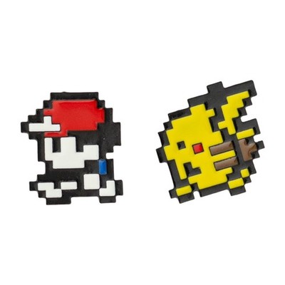Pokemon Ash & Pikachu Pixel Art Gameboy Color Yellow Pin 2Pcs Cute