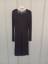 Tory Burch Deena Beetle Embellished Jeweled Dress Size M Women Long Sleeve Rayon