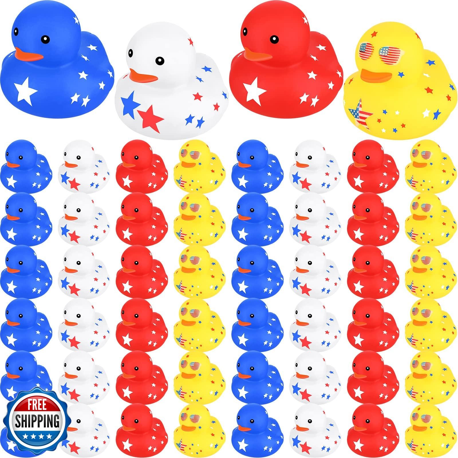 48 Patriotic 2 Inch Rubber Duckies for 4th of July Bath Time & Baby Showers