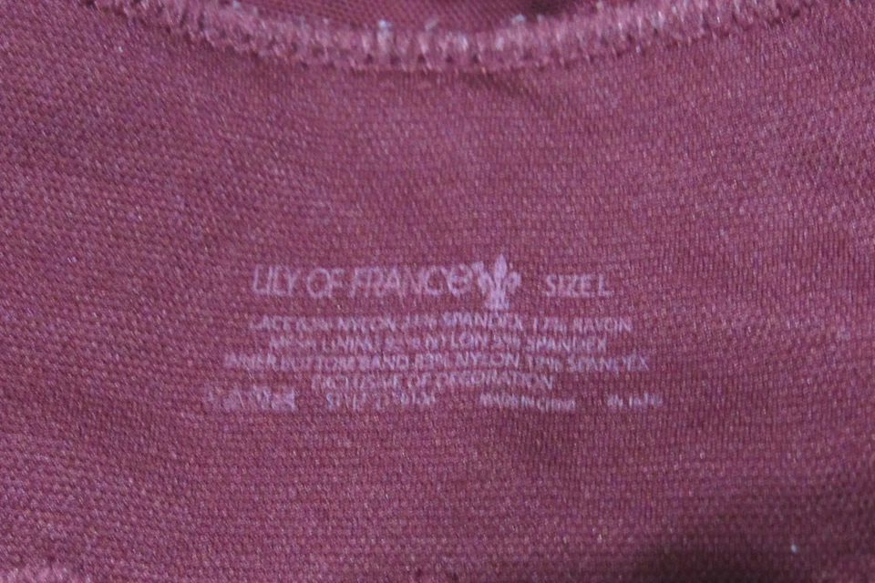 Lot 2 Packs Lily of France Sensational Lace Bralette Wireless L Burgundy Red Tan - Image 4 of 4