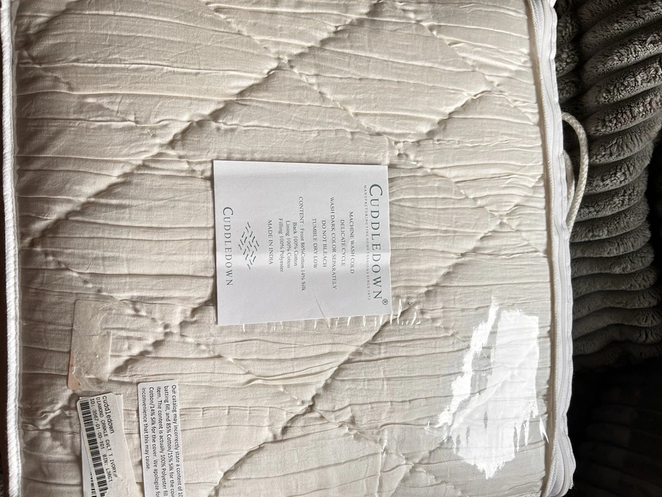 Manta edredón de plumón Cuddledown diamante arrugado marfil doble Foto 4 de 4