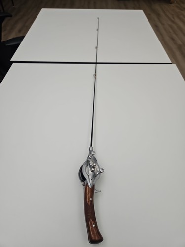 Vintage Hurd Super Caster 60" Steel Fishing Rod/Reel With Walnut Grips