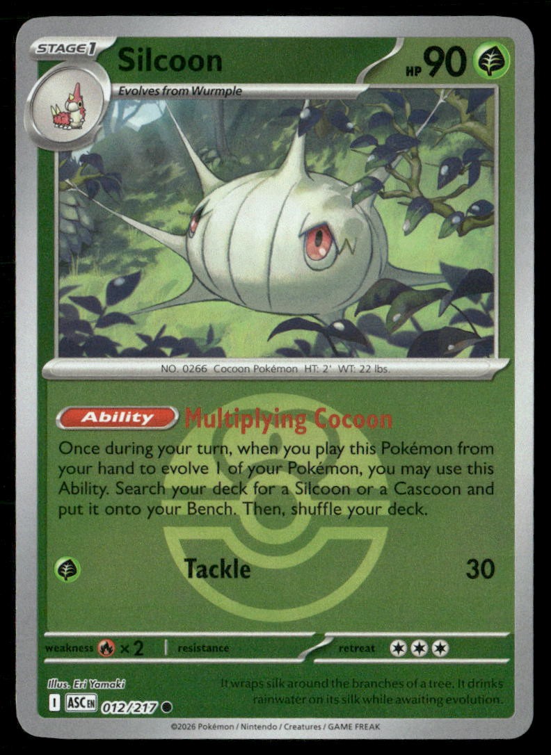 Silcoon (Love Ball) Common ME: Ascended Heroes 012/217 NM Reverse Holo