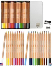 Vibrant COLOUR BLOCK 24PC Premium Colored Pencil Set with Eraser & Sharpener Tin