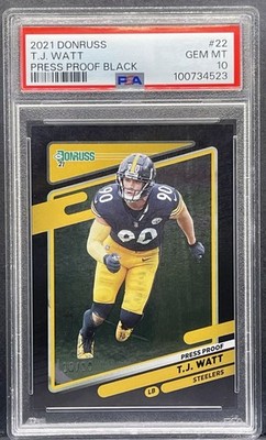 2021 Donruss Football - TJ WATT #22 - Press Proof Black #10/10 - PSA 10 GEM MT