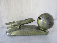 ORIGINAL VINTAGE 1950s STRATO ROCKET TO THE MOON CAST METAL MECHANICAL COIN BANK