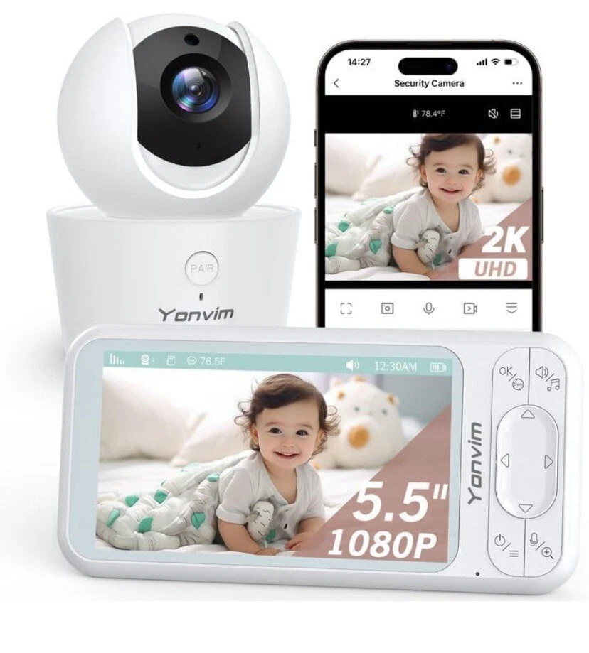 5.5'' Baby Monitor with Camera and Audio,WiFi Baby Monitor for App,2K Camera
