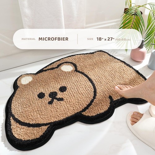 Bear Bath Mat Cute Bathroom Rug Extra Soft Absorbent Bath Rugs Non-Slip Comfo... - Picture 2 of 6