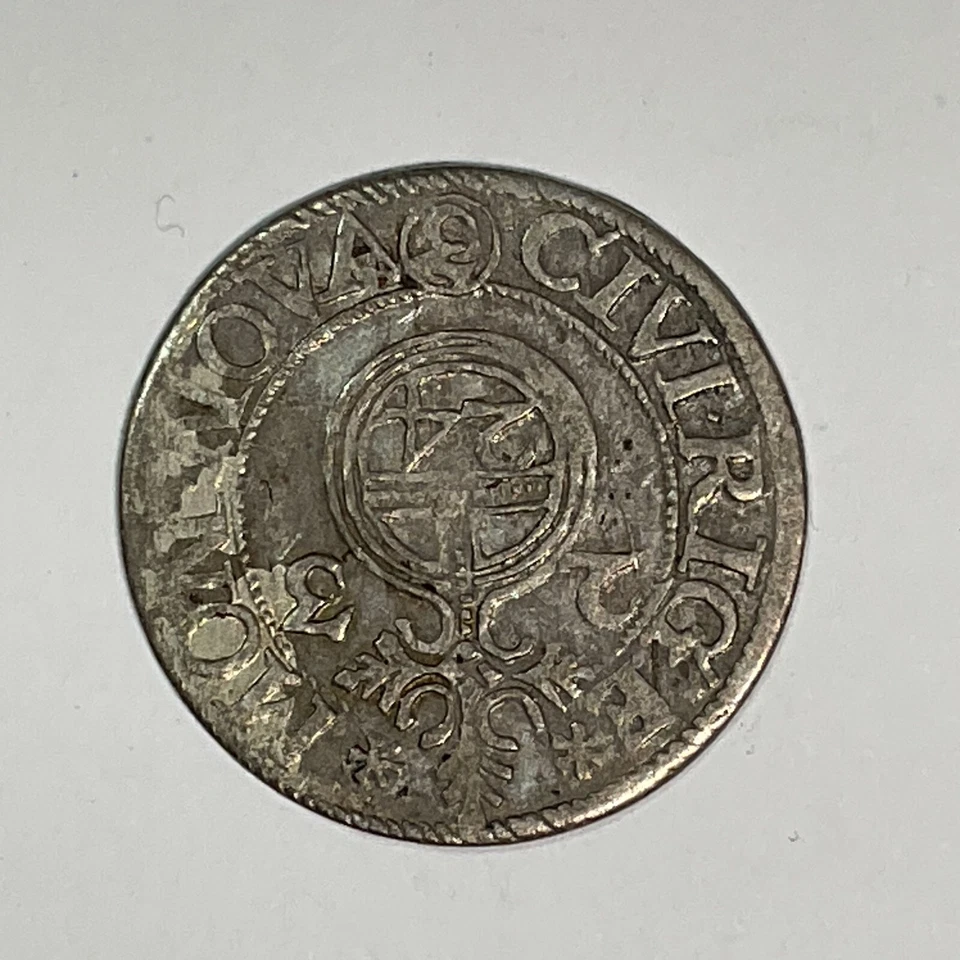 1644-1649 PRAGUE 3 Polkez Swedish Livonia Queen Christina SILVER World Coins - Image 2 of 2