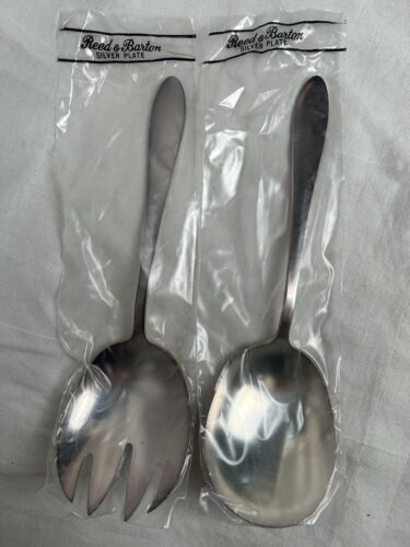 Reed & Barton Silver Plate Salad Server Spoon & Fork Utensils Set NIP New sealed - Picture 1 of 2
