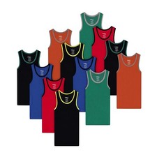 Buyless Fashion Boys Scoop Neck Tagless Undershirts Soft Cotton Tank 12 Pack 