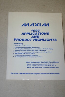 Maxim 1993 Product Catalog Guide Manual memory filters analog switches op amp