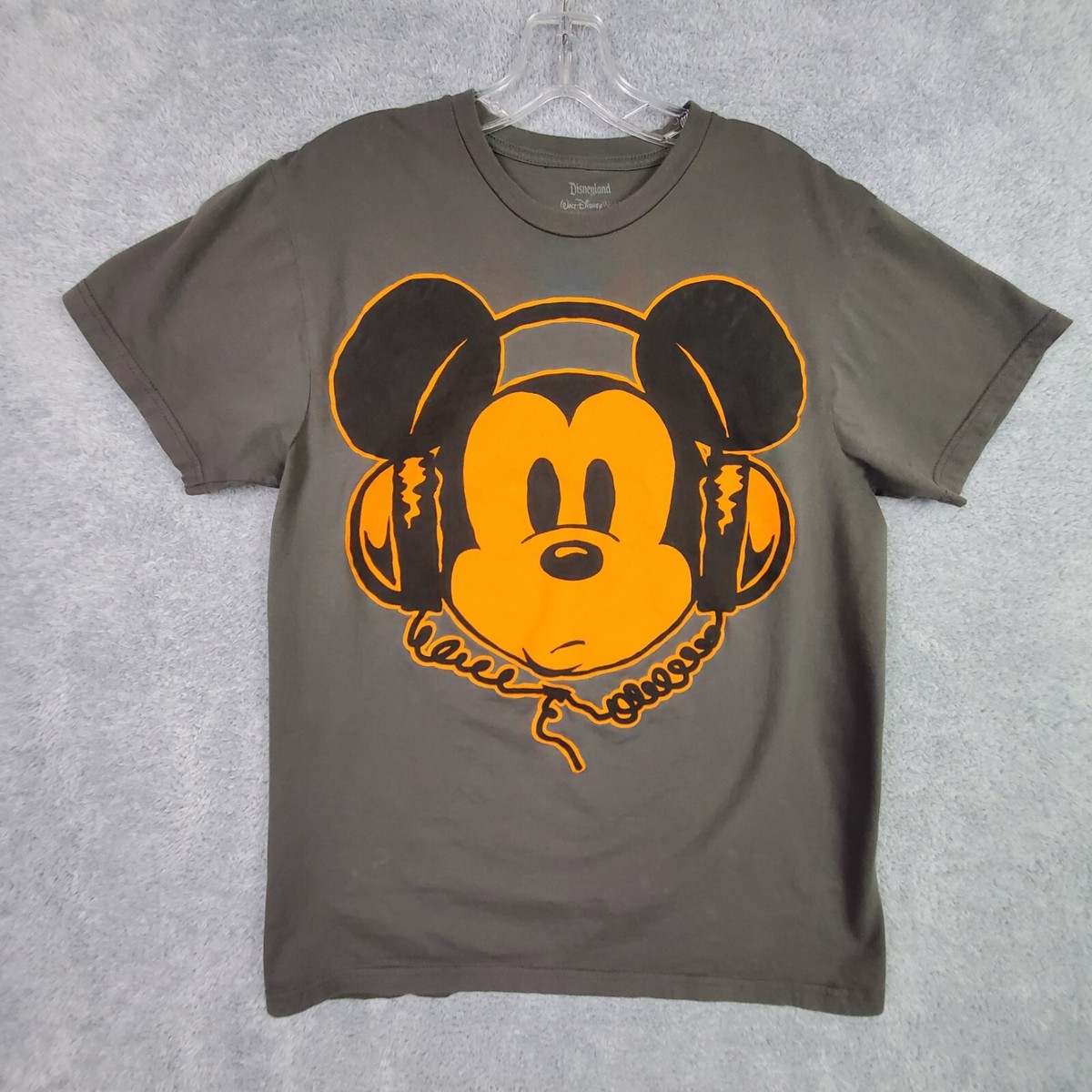 Disney Mens Mickey Mouse T Shirt Size M Gray All Cotton Crew Neck 