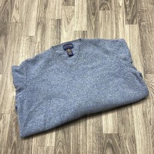 CLUB ROOM V-Neck Lambswool Knit Blue Pullover Sweater Men's Size XL