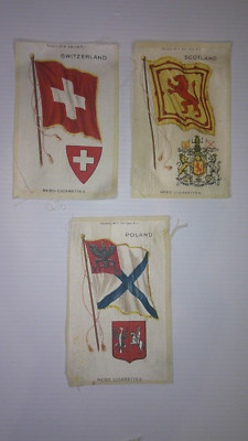 lot 3 Nebo silk cigarette premium of flags Switzerland, Scotland,  & Poland   9I
