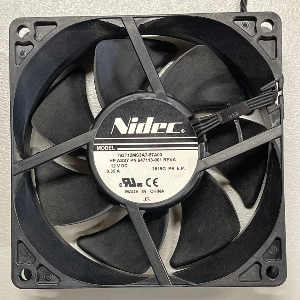 Genuine Nidec 90mm DC12V 0.35A 4-Pin Cooling Fan T92T12MS3A7-57A03 HP 647113-001 - Image 2 of 4