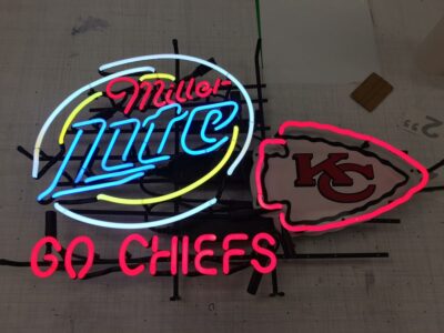 New Kansas City Chiefs Go Chiefs Miller Lite Neon Light Sign 24''x20'' Lamp Beer