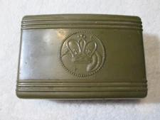 VINTAGE MILITARY TRAVEL SOAP BOX CONTAINER CROWN AND FEATHER INSIGNIA