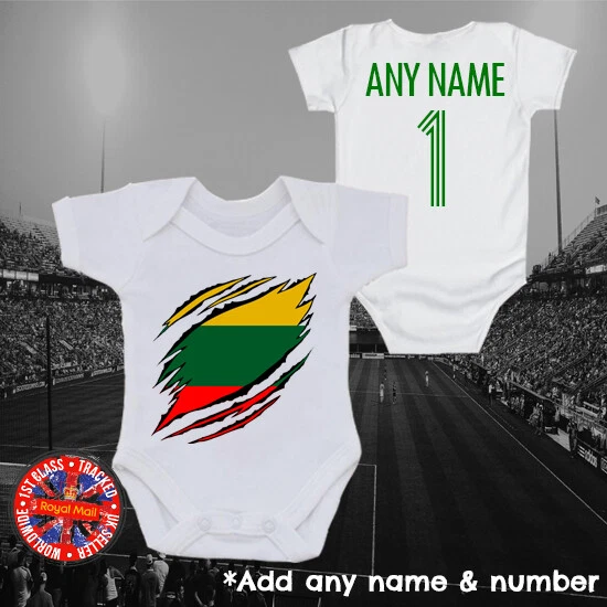 DUNNES STORES Litauen Body Strampler personalisiert Fußball Fan WM Fußball Geschenk