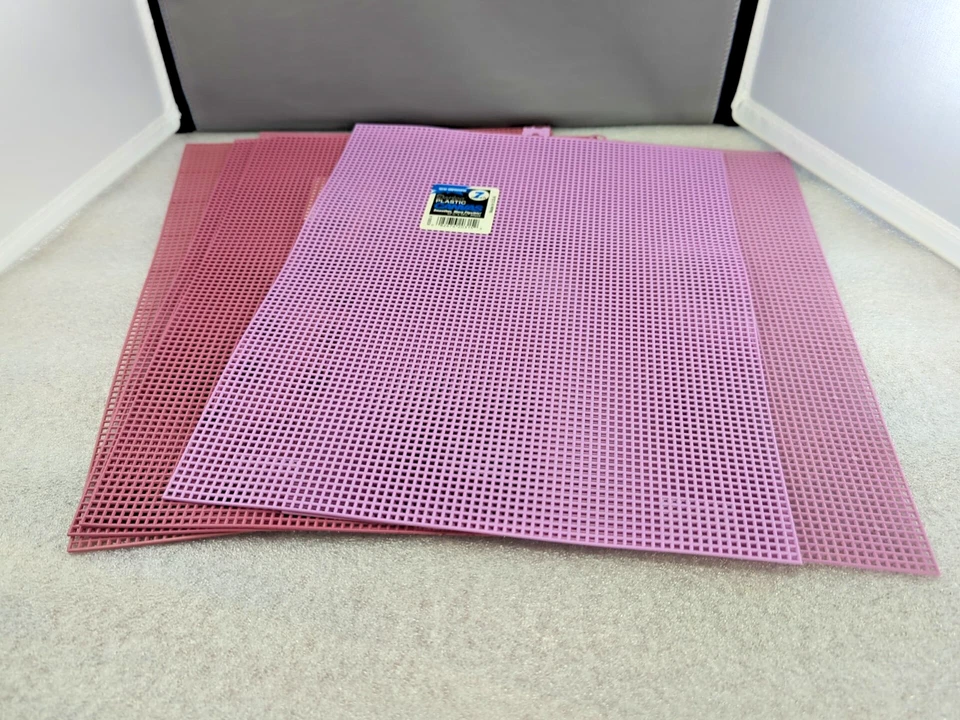 Lot of 5 Plastic Canvas Mesh Sheets Rose Pink by Darice Mesh Size 10.5 X 13.5 - Image 2 of 4