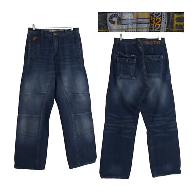 Rare Vintage 90s Akademiks Pocket Snap Button Grunge Y2K Blue Jeans 30X32