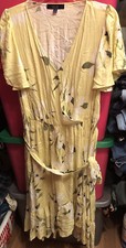 Rachel Roy Womens Yellow Floral Print Belted Dress Size 0X