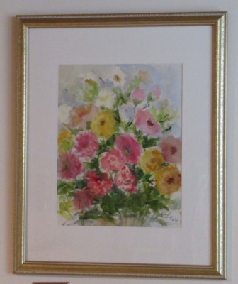 Signed Original Watercolor Painting Still Life Flowers by Noted Artist E.Z.Foley