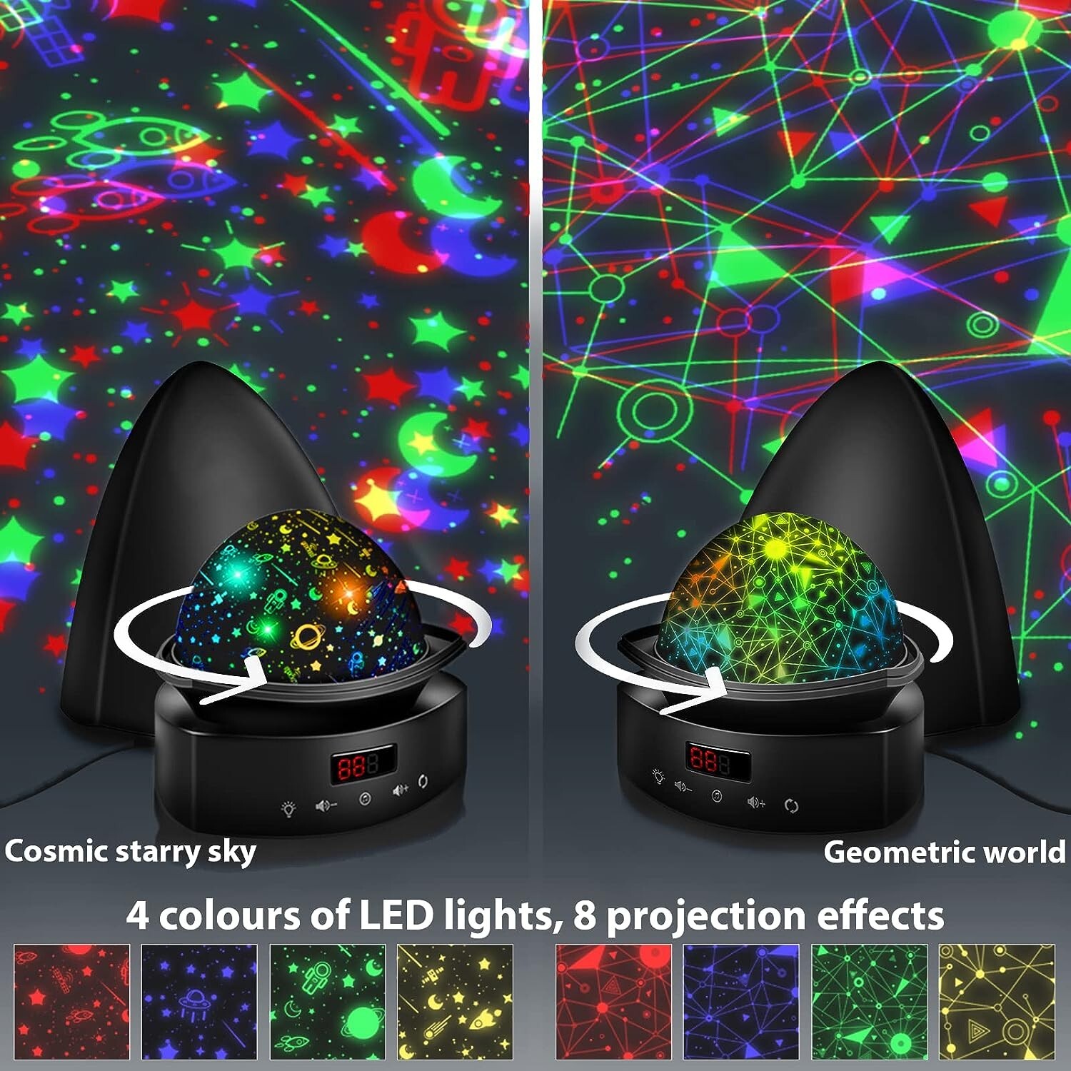 Tower Projection Lamp Rotation Baby Night Light Projector White Noise