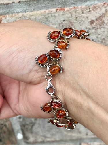 GENUINE BALTIC AMBER BRACELET .925 Sterling Silver FREE FAST SHIPPING! - Picture 12 of 12