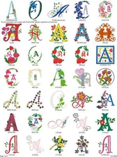 80 DIFFERENT FLORAL ALPHABET SETS EMBROIDERY MACHINE DESIGNS PES ON USB DRIVE