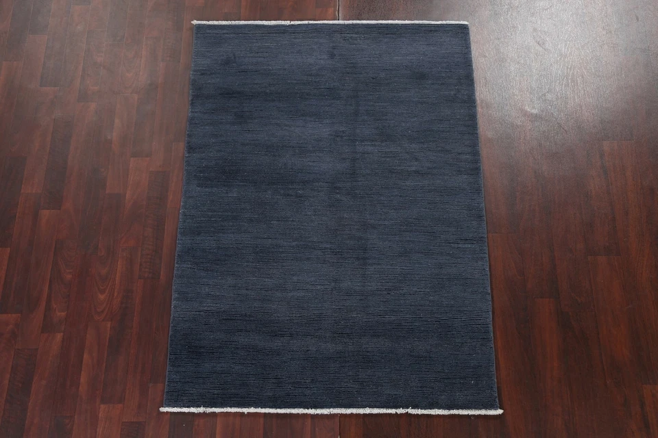 Alfombra oriental moderna a rayas contemporánea Gabbeh alfombra hecha a mano alfombra de lana 4'x6' Foto 2 de 4