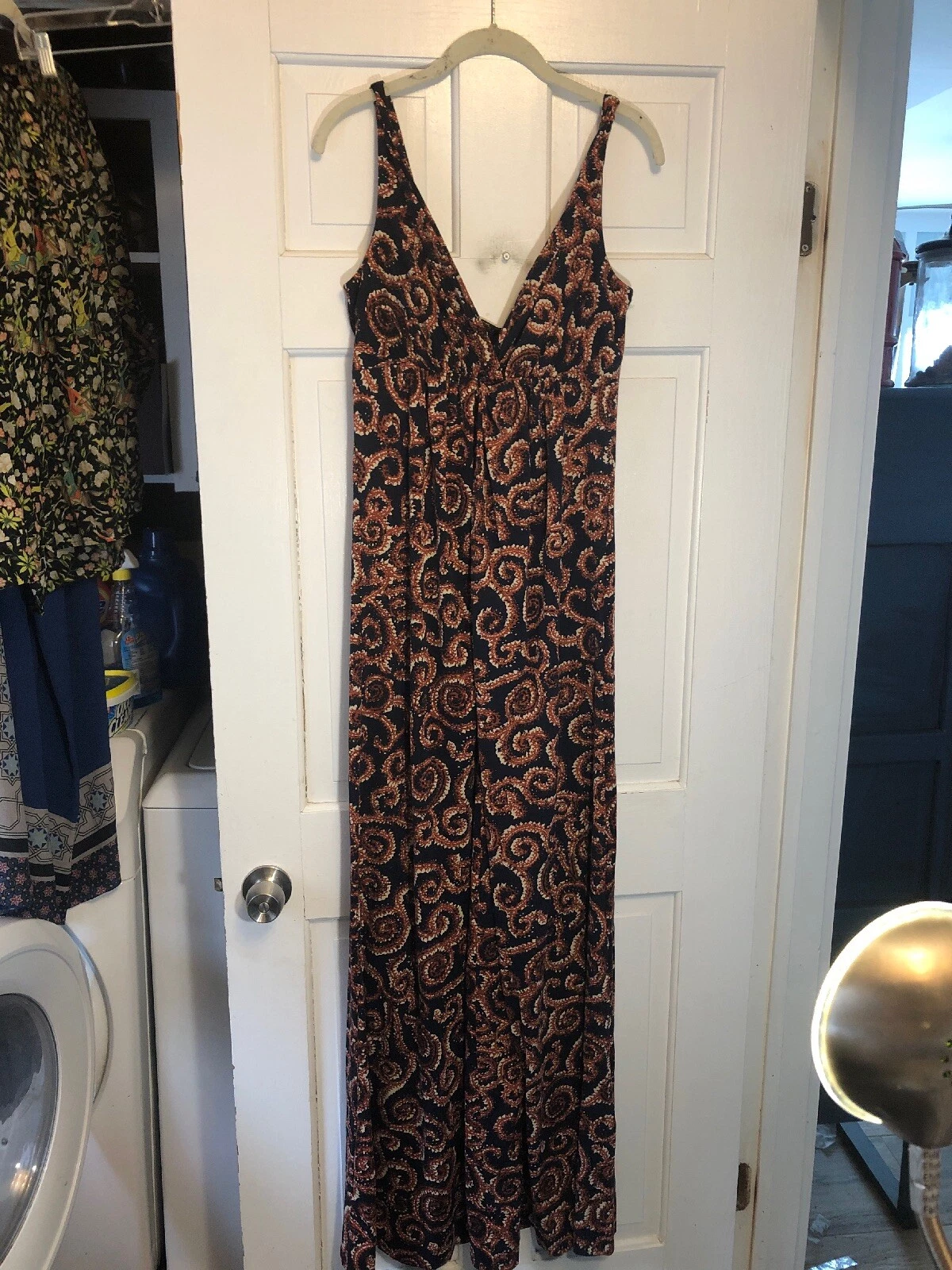 118. Maxi abito Tory Burch blu navy sapello corallo nuovo con etichette M $425