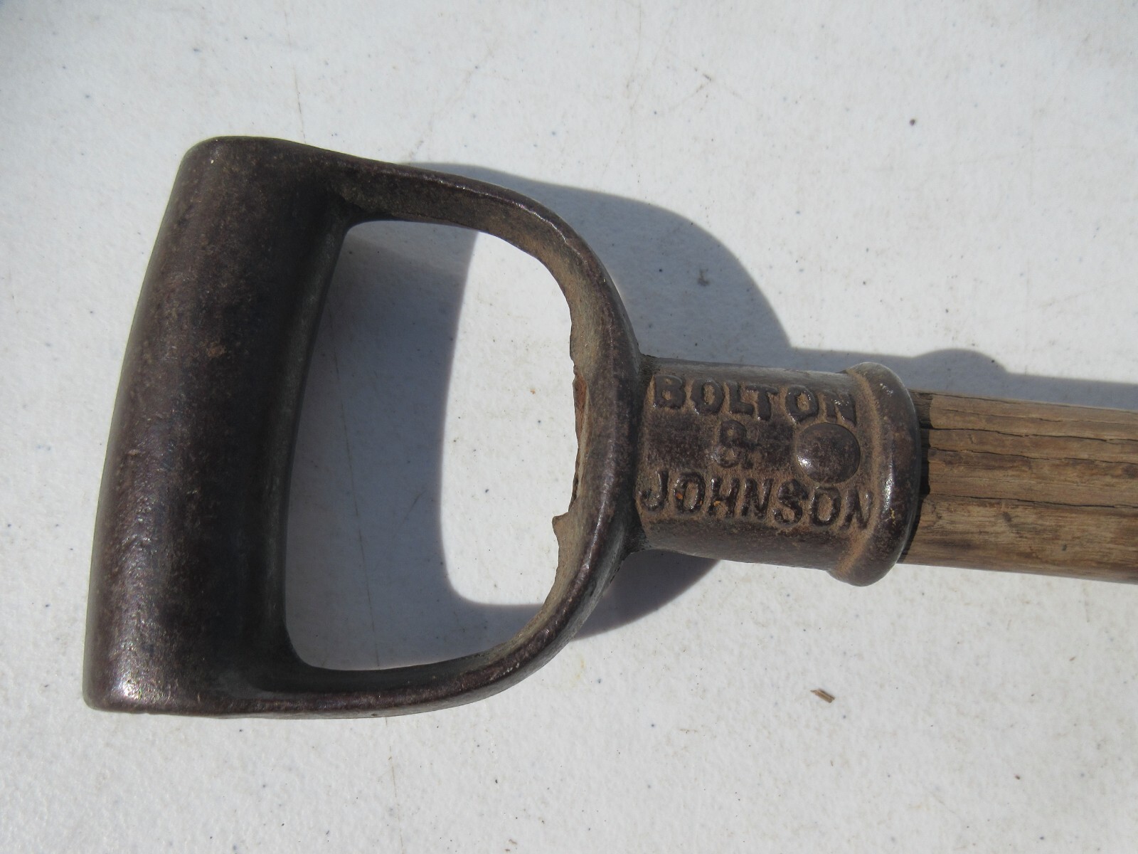 ANTIQUE BOLTON & JOHNSON COAL SHOVEL CAST IRON HANDLE BALDWIN COAL