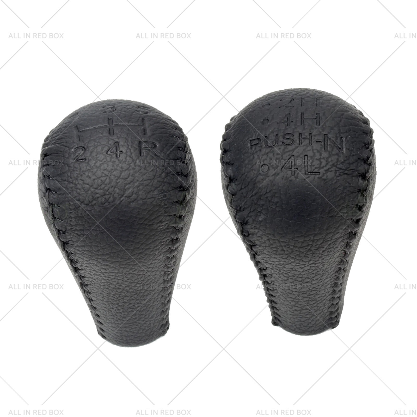 Black 2x Leather Transfer Case&Gear Shift Knobs Suitable for Nissan