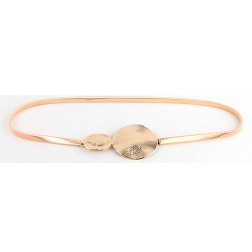 Women Gold Metal Skinny Belts Stretchy Chain Belt Clasp Leaf Buckle Waistband - Picture 10 of 13