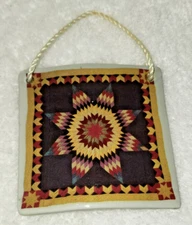 Lone Star Quilt Ceramic Ornament Amanda & Anna Yoder Honeyville Indiana Folk Art