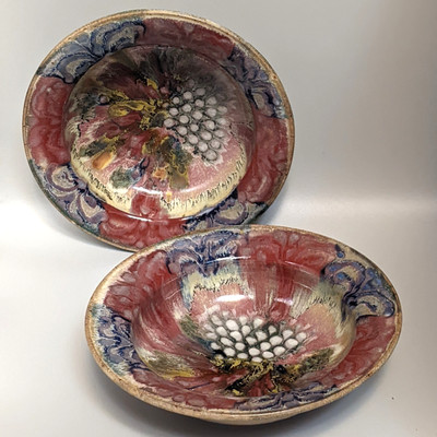 Set 2 Lala Howard Signed NY Studio Art Pottery Glazed Abstract Stoneware Bowls