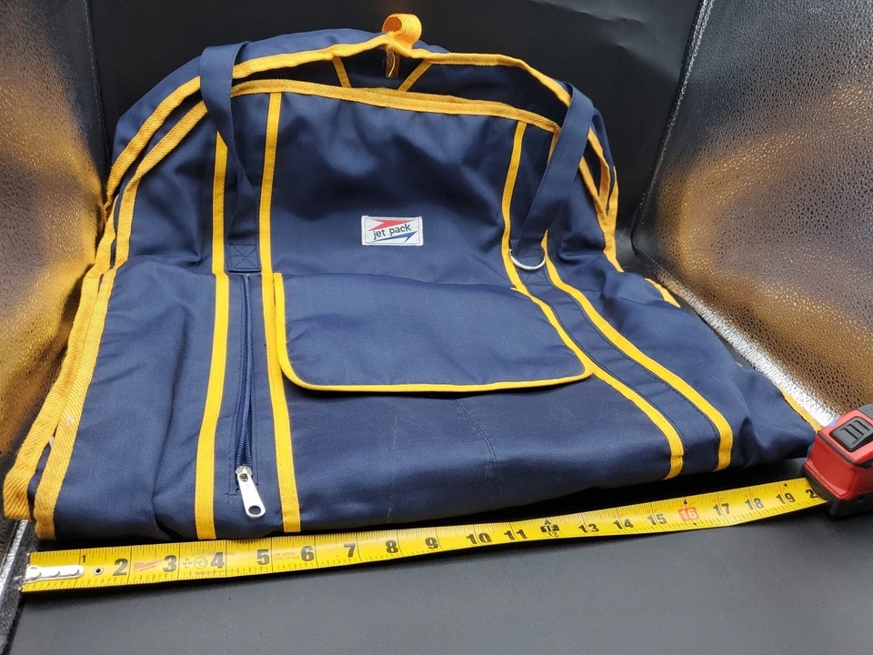 Bolsa de ropa de nailon Jet Pack vintage azul marino/amarillo 43" X 21" equipaje Foto 3 de 4