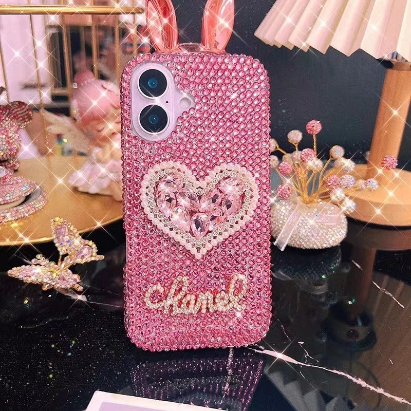 DIY Full Diamond Pearl Heart Case for iPhone 16/15 Pro Max, 14 Plus Crystal - Image 4 of 4