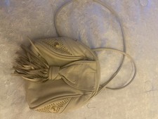 Vtg Gold Tan Tone Silk Evening Bag Clutch Purse Envelope Style Braided Strap