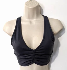 alo Yoga Women's Wild Thing Bra Sz XS Dark Gray Nylon Blend Stretch Padded EUC