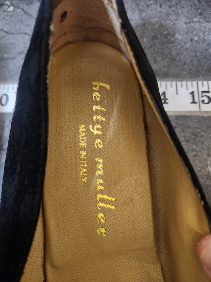 Zapatos planos de ballet Bettye Muller para mujer 38 negros gamuza lazo sin cordones hechos en Italia Foto 3 de 4